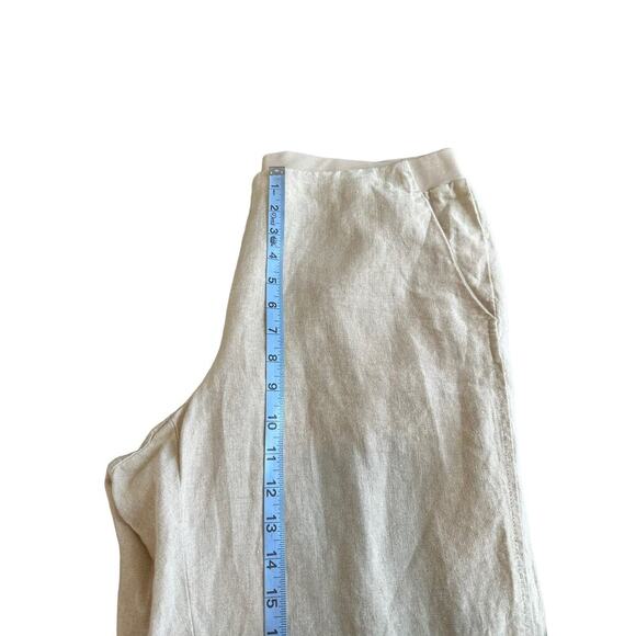 J. Jill Love Linen Tan Elastic Waist Lagenlook Straight Leg Pants Size Medium - Picture 10 of 12